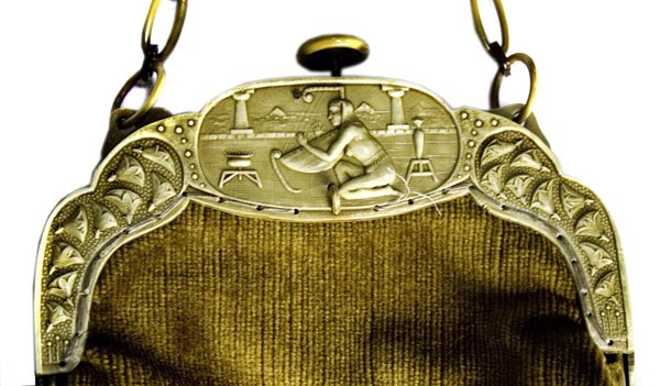 Egyptian Drummer celluloid purse