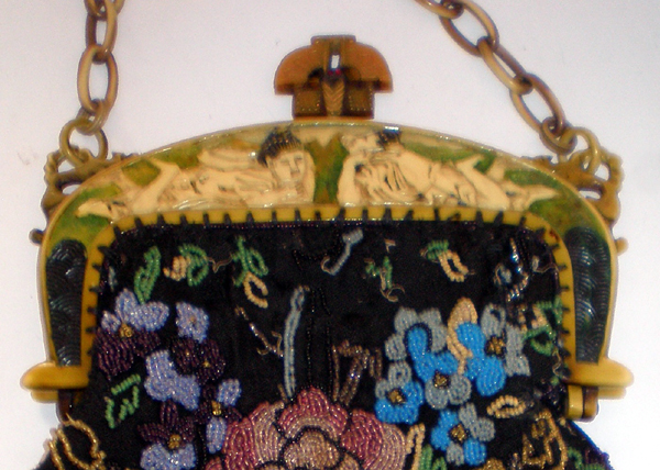 Asian beaded purse celluloid purse